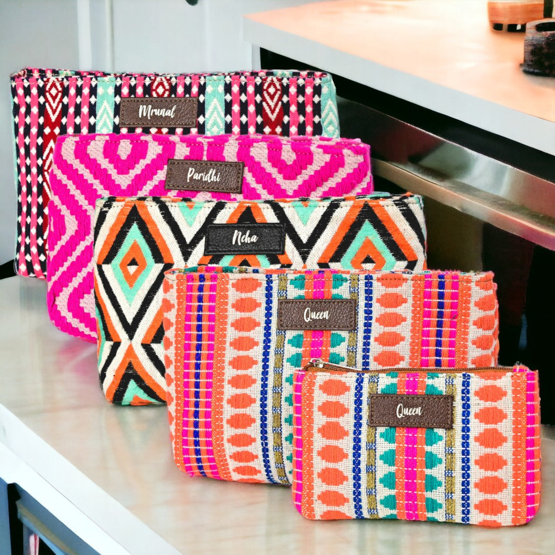 Personalised Jacquard Pouch (Set of 2)